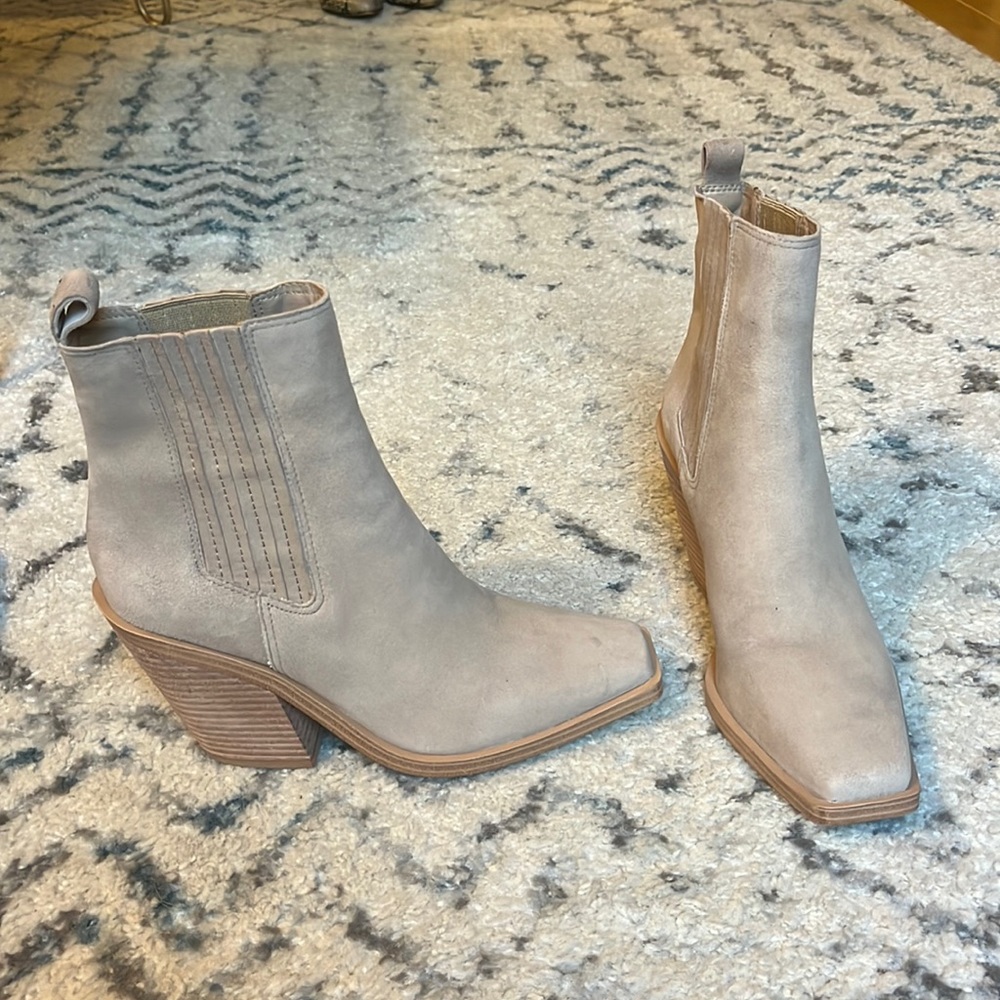 Vince Camuto Suede/Nubuck Square Toe Ankle Boots